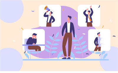 海报上的男性人物，他的情绪变化与各种情绪