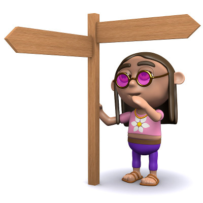3d嬉皮士在路标