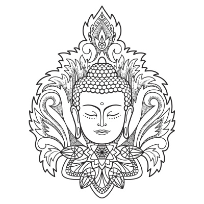 佛头上的花卉背景
