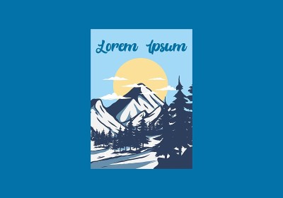 奇妙的雪山插图平面设计