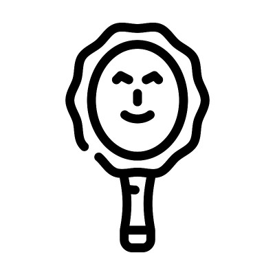魔镜童话线图标矢量插图