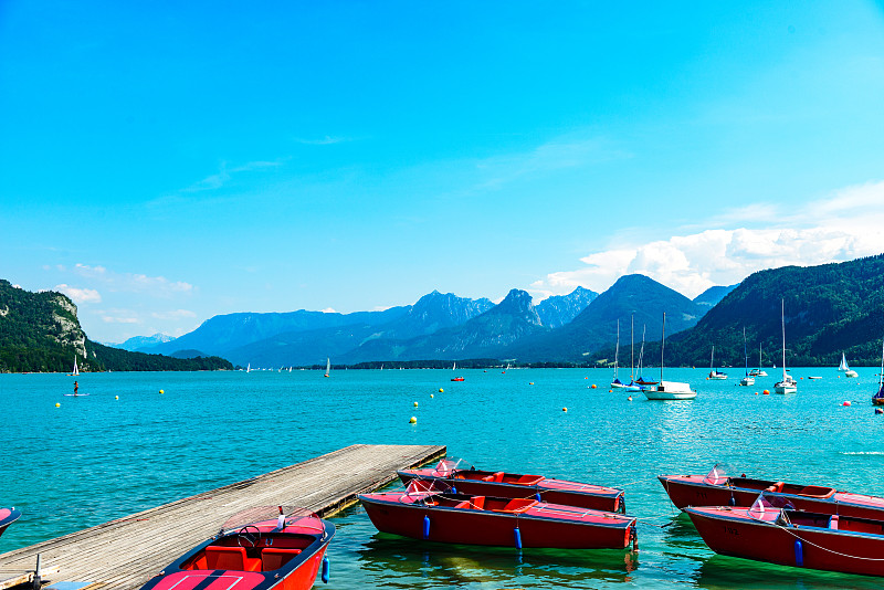 圣吉尔根的沃尔夫冈湖。Salzkammergut,奥地利萨尔斯堡