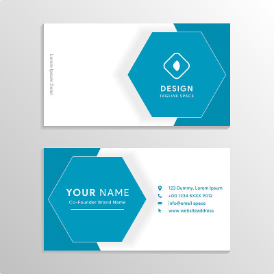 modern blue and white minimalist business card tem
