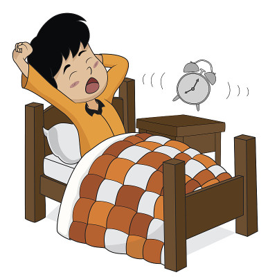 孩子早上醒来。