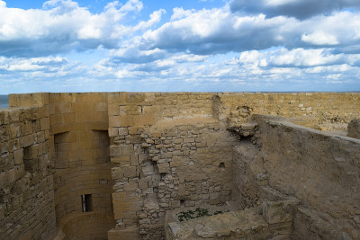 位于突尼斯地中海沿岸的中世纪堡垒Bordj El Kebir (Fort Ghazi Mustaph