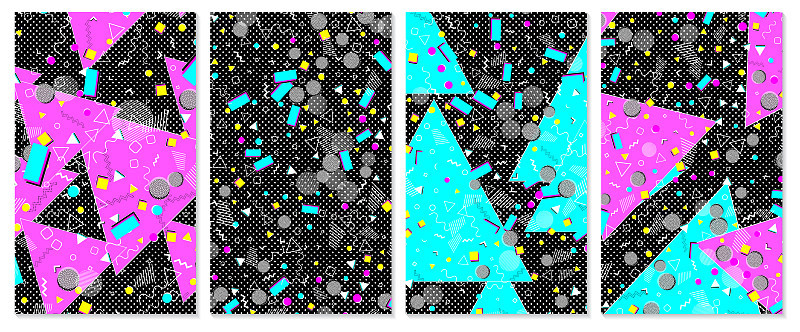 Set of  pattern. Pop art color background.
