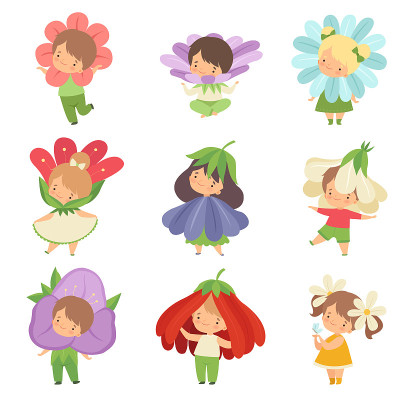 Cute Little Kids Wearing Flowers Costumes Set, Ado