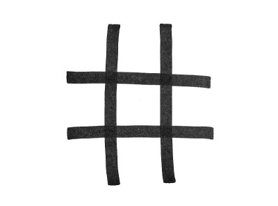 黑色标记格为tic tac - toe游戏。手工绘图。