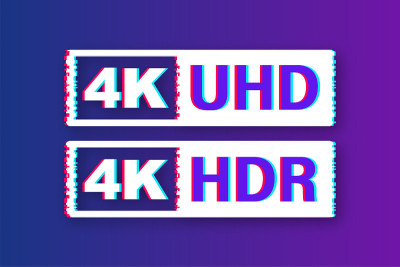 4K超高清标签。高技术。故障图标。LED电视显示。矢量插图。