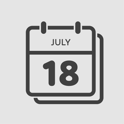 图标日历日7月18日，每年夏季的日子