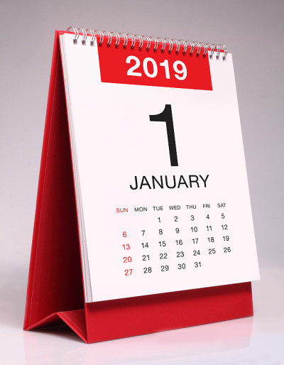 2019年1月的简单台历