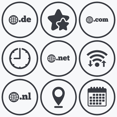 顶级域名的迹象。De, Com, Net和Nl。
