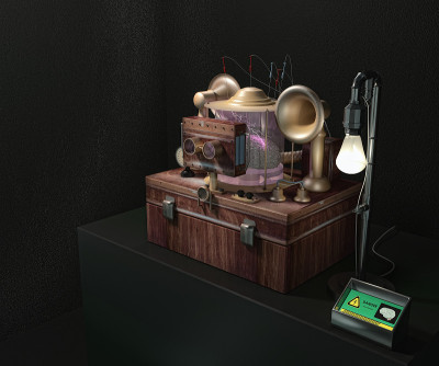 带大脑的机器，3d渲染