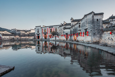 夕阳下的宏村