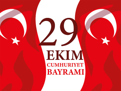 29 ekim cumhuriyet bayrami with turkish red flags 