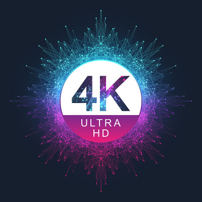 4K超高清徽章矢量图标。抽象渐变背景风格4K超高清电视符号