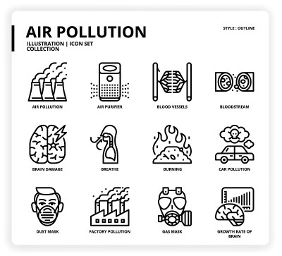 Air Pollution icon set