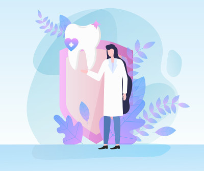 女牙医白牙牙科保健概念