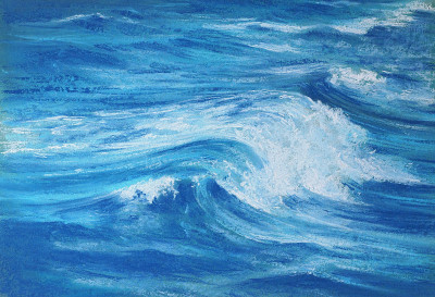 海浪蜡笔画