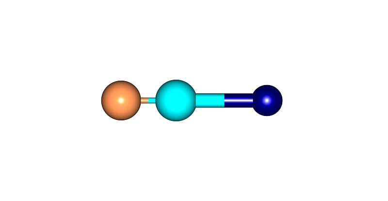 溴化氰分子结构孤立在白色上