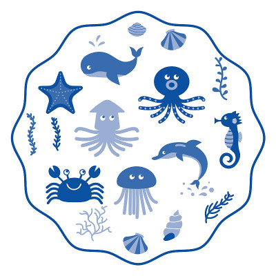 一套矢量插图的海洋生物