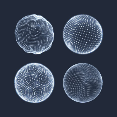 由点组成的球体。3D网格设计。