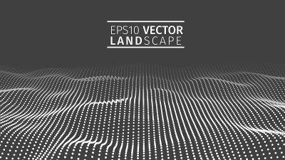 3D glowing abstract digital wave particles. Futuri