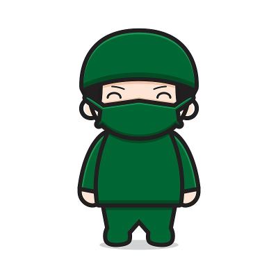 可爱的医生人物卡通矢量图标插图。