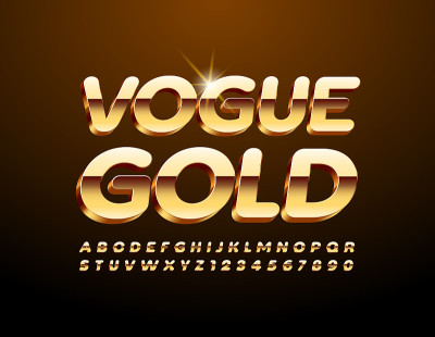 向量别致的徽章时尚黄金。装饰闪亮的字母和数字