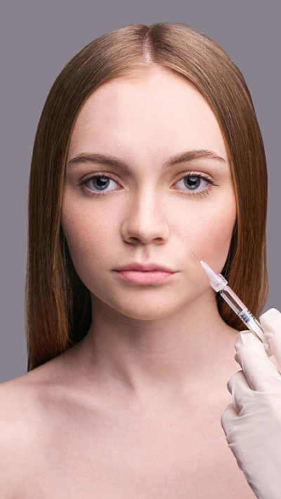 Closeup of rejuvenation lip. Beauty female face. P