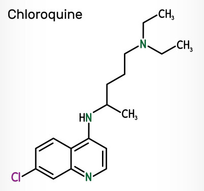 氯喹氯喹氨基喹啉C18H26ClN3分子。用于治疗疟疾、肝阿米巴病、红斑狼疮、类风湿性关节炎、新型冠