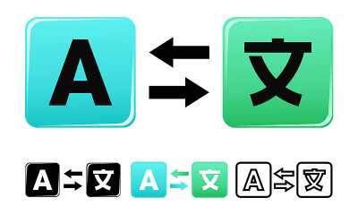 翻译图标集。语言翻译。