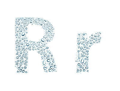 水滴字母r，孤立白色