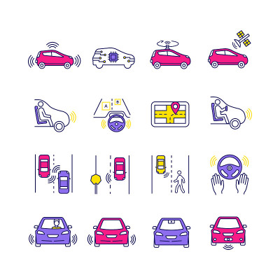 Autonomous car icons