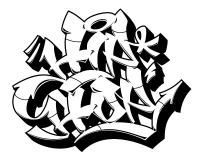Outline Hip-Hop in graffiti style.