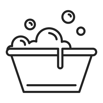 塑料盆图标矢量孤立。肥皂水