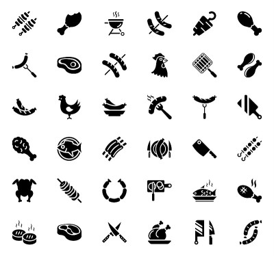 40 Meat Glyph Icons Pack