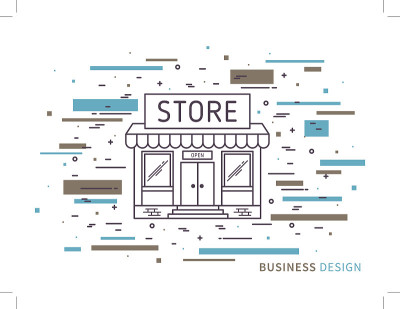 现代设计师商店外观设计插画