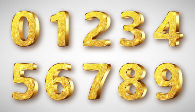 金色金属数字现实与闪光