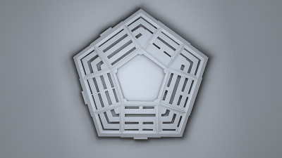 简单抽象五角大楼头顶三维插图