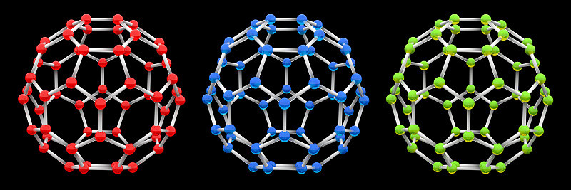 三维玻璃分子六边形球体富勒烯集