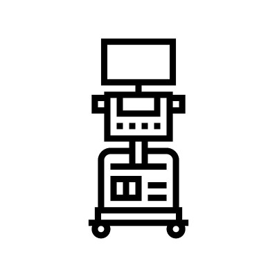 医用超声扫描仪放射学线图标矢量插图