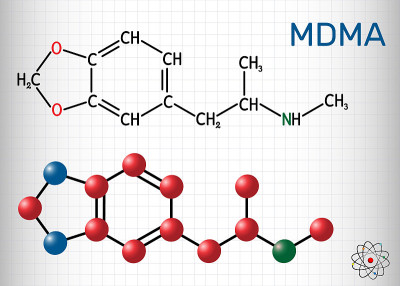 3,4-亚甲基二氧甲基苯丙胺，MDMA, XTC，摇头丸分子。它是一种精神药物，迷幻药。结构化学式和