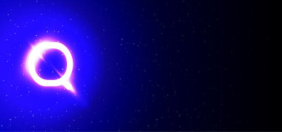 超级发光的蓝色霓虹灯字母Q。现实的霓虹灯爆炸。