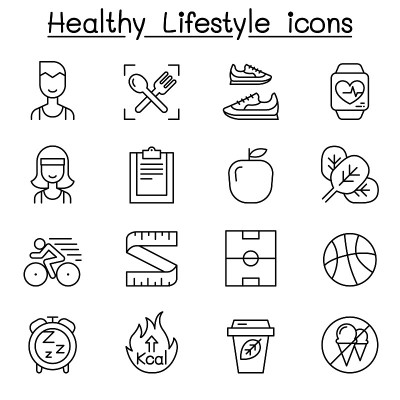 Loss weight, diet, healthy life style icon set in 
