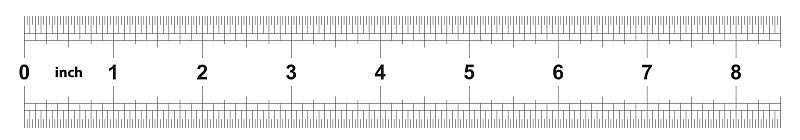 Ruler 8 inches imperial. The division price is 1/3