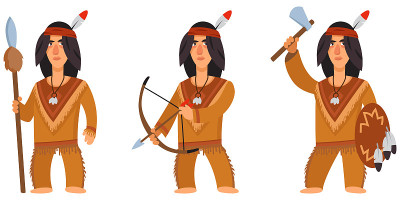 American indian in different poses.