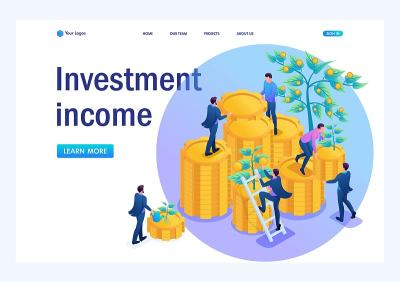 等距收益的投资，商人收集利润和再投资的钱。登陆页面概念和网页设计