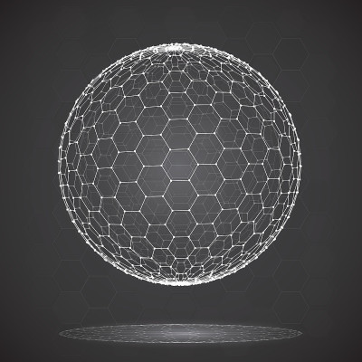 矢量3d对象从一个六边形网格与点。时尚的设计
