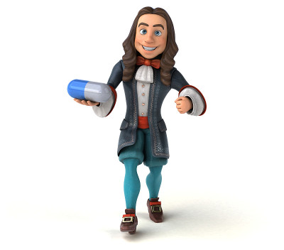 3D插图的卡通人在历史巴洛克服装
